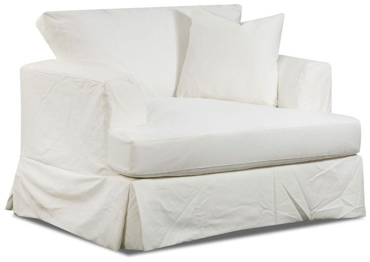 Sutton Snow Slip Cover Flared Arms Living Room Set