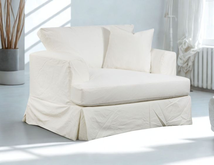 Sutton Snow Slip Cover Chair And A Half