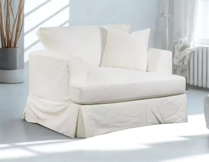 Sutton Snow White Upholstered Chair and A Half with Pillow