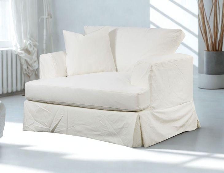 Sutton Snow Slip Cover Chair And A Half