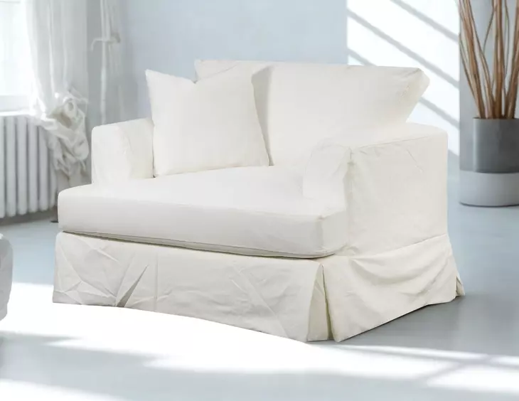 Sutton Snow White Upholstered Chair and A Half with Pillow