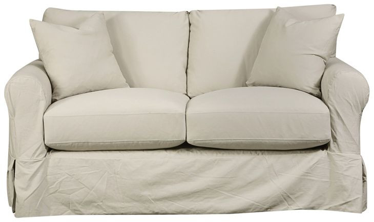 Sutton Sand Slip Cover Rounded Arms Loveseat