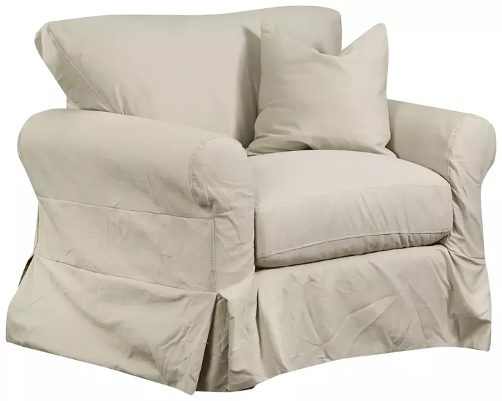 Sutton Sand Upholstered Chair and A Half with Pillow