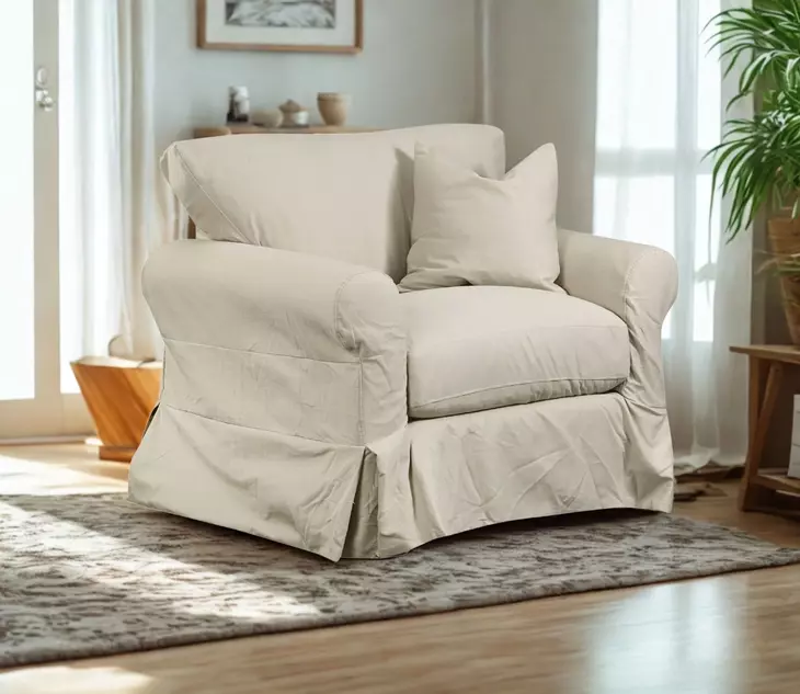 Sutton Sand Upholstered Chair and A Half with Pillow