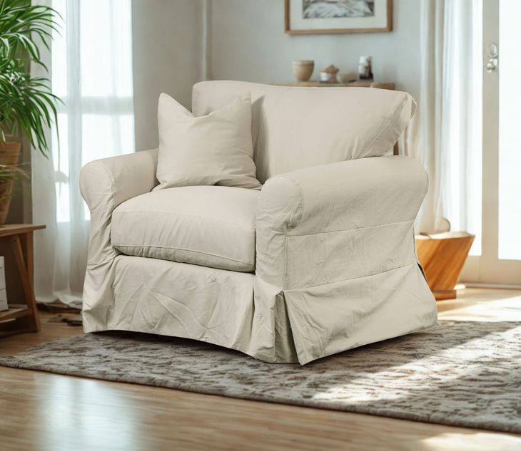 Sutton Sand Slip Cover Chair And A Half