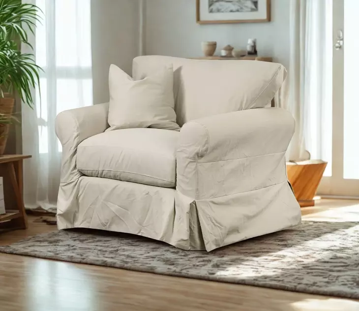 Sutton Sand Upholstered Chair and A Half with Pillow