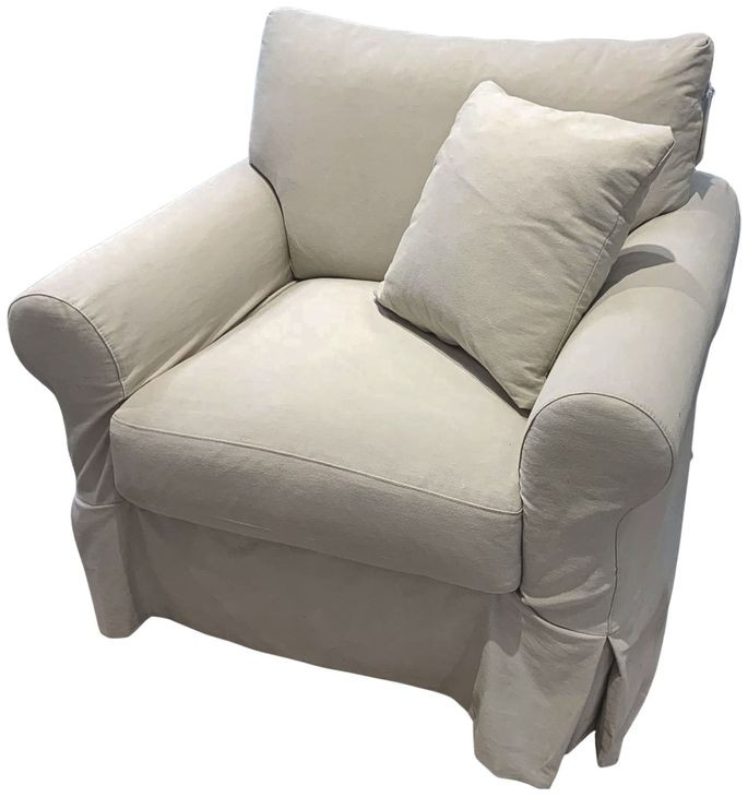 Sutton Sand Slip Cover Rounded Arms Living Room Set