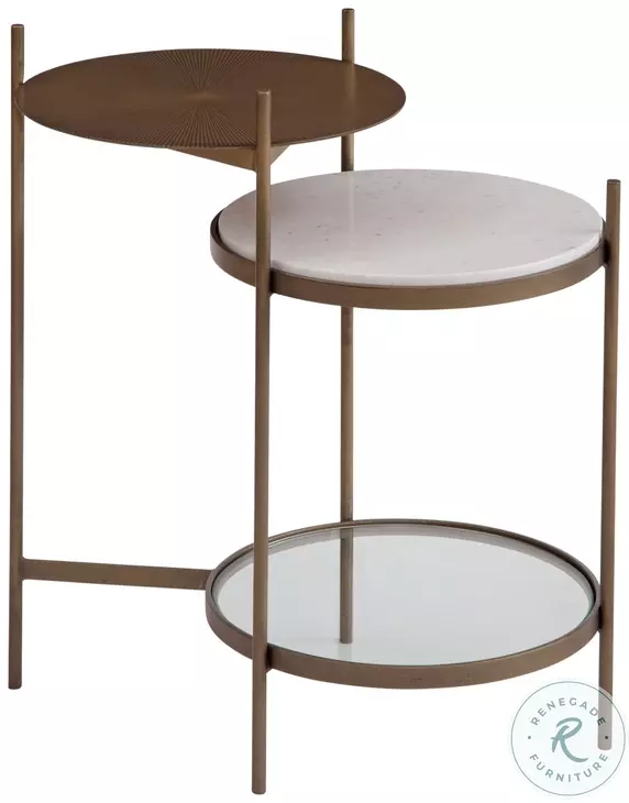 Felicity Brushed Gold And White Marble Accent Table