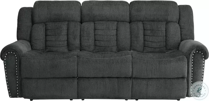 Nutmeg Charcoal Gray Double Reclining Sofa