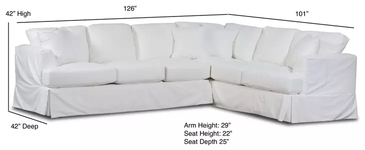 Sutton Snow White 2 Piece Modular LAF Sectional with Pillows