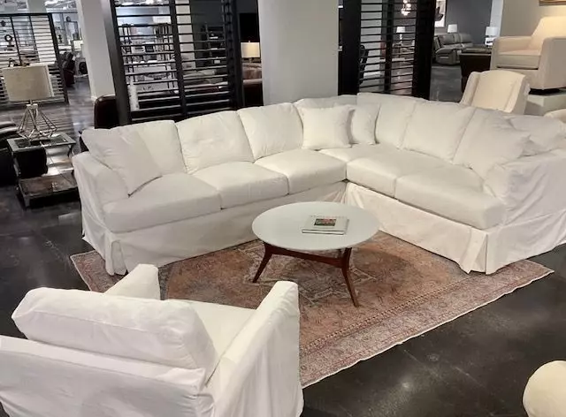 Sutton Snow White 2 Piece Modular LAF Sectional with Pillows