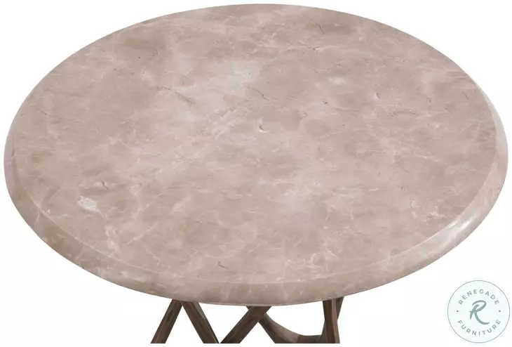 Leila Antique Brass And Creamy Beige Accent Table