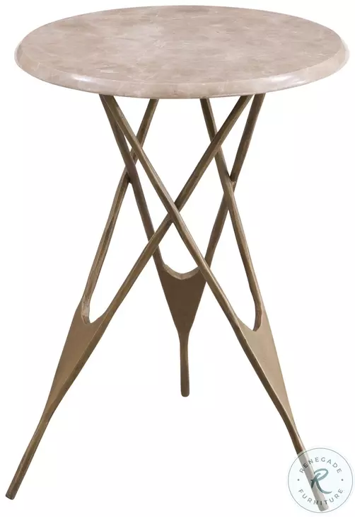 Leila Antique Brass And Creamy Beige Accent Table