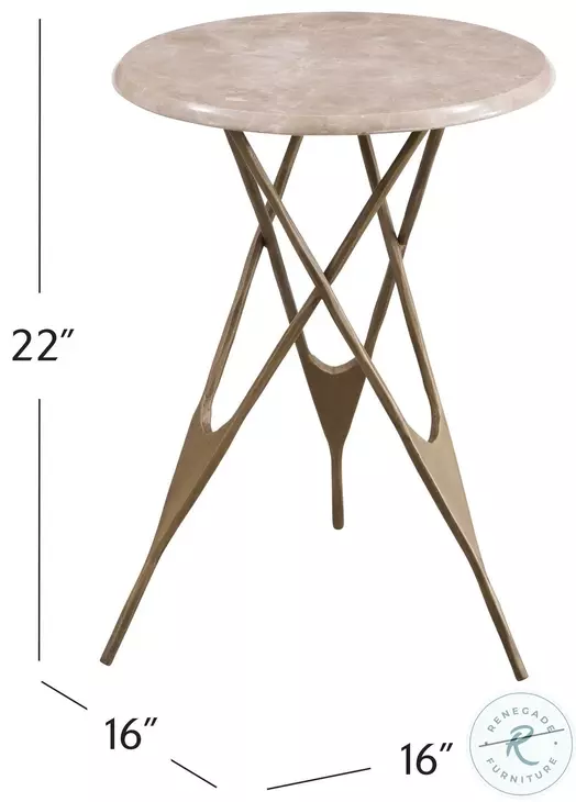 Leila Antique Brass And Creamy Beige Accent Table