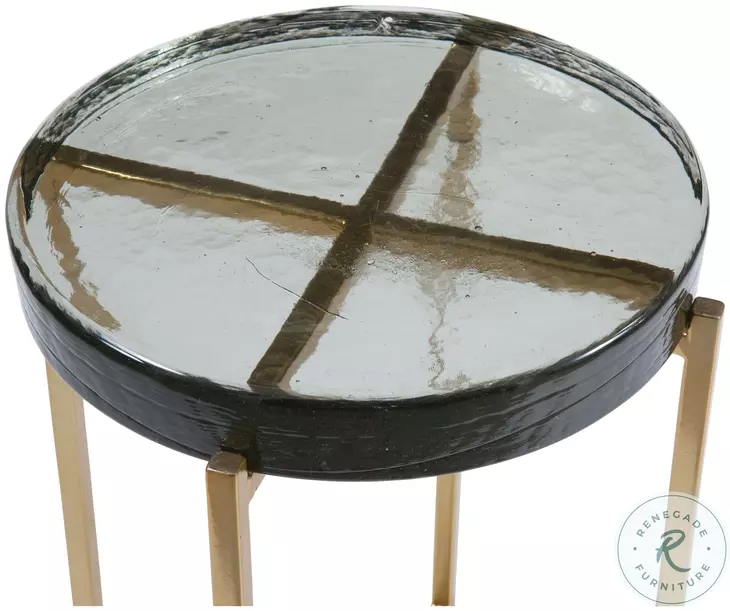 Marilee Gold And Cast Glass Round Accent Table
