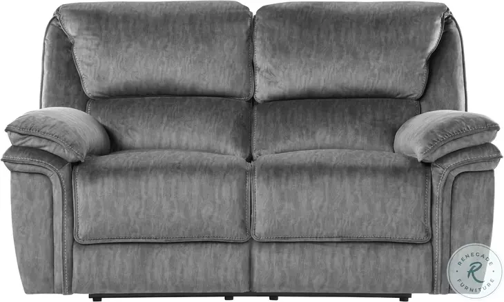 Muirfield Gray Double 65" Reclining Console Loveseat