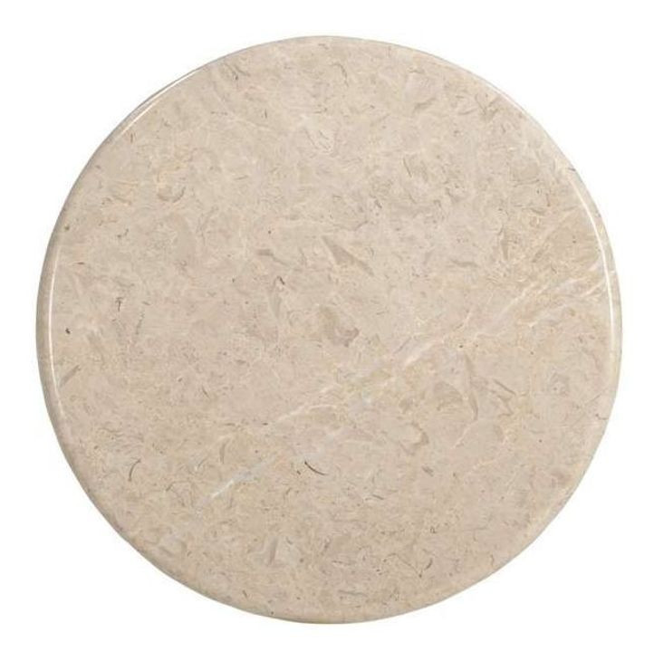 Abbey Feather Beige Round Marble Top Accent Table