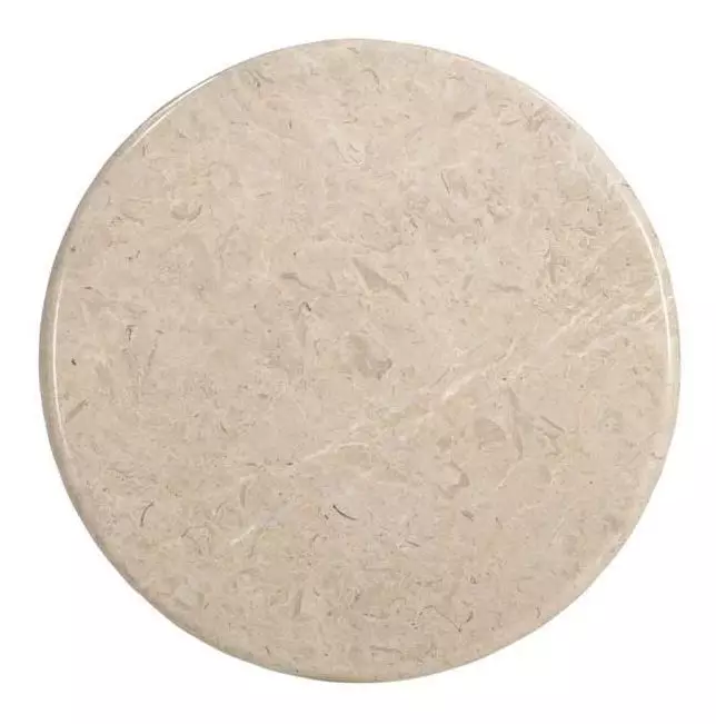Abbey Feather Beige Round Marble Top Accent Table