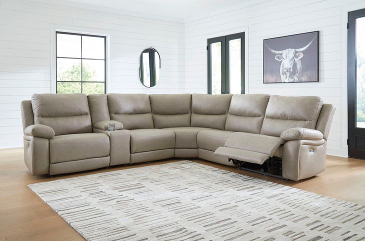 Bearmonte Pebble 6 Piece Modular Power Reclining Sectional with Console and USB Charging