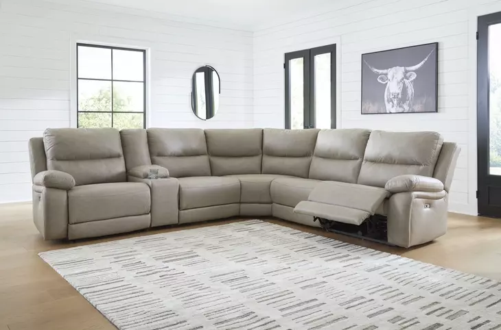 Brannigan Pebble 6 Piece Modular Power Reclining Sectional with Console and USB Charging