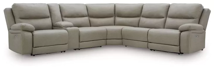 Brannigan Pebble 6 Piece Modular Power Reclining Sectional with Console and USB Charging