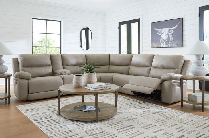 Bearmonte Pebble 6 Piece Modular Power Reclining Sectional with Console and USB Charging