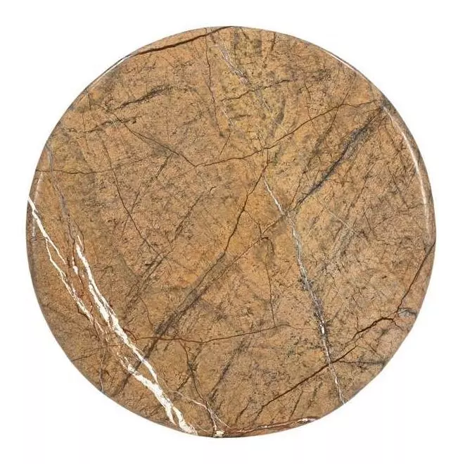 Abbey Amber Brown Round Marble Top Accent Table
