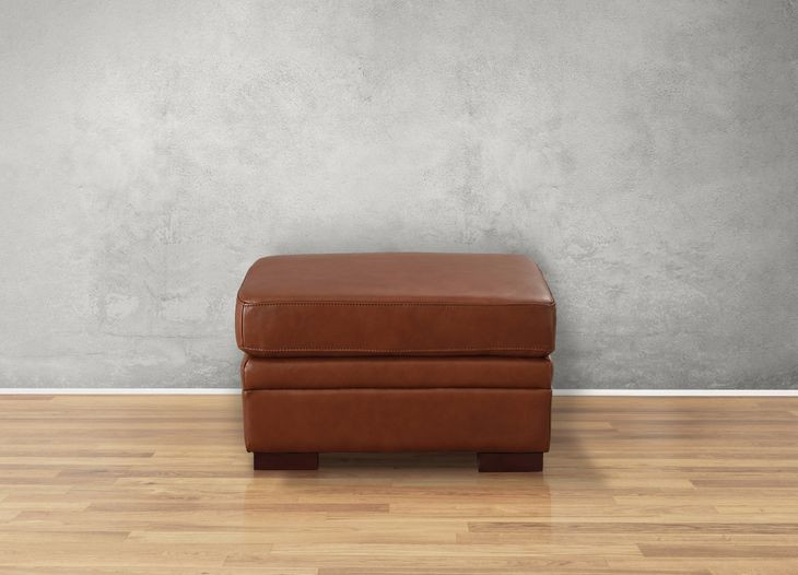 Langston Nutmeg Leather Upholstered Rectangular Ottoman