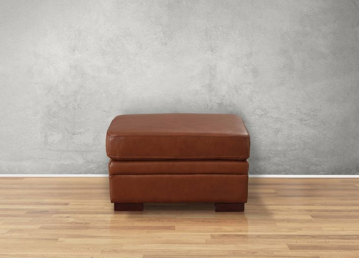 Langston Nutmeg Leather Upholstered Rectangular Ottoman