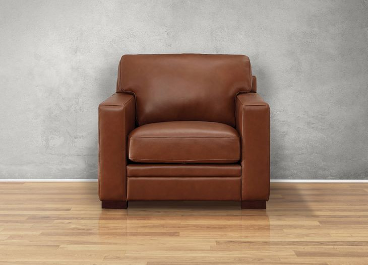 Langston Nutmeg Leather Upholstered Accent Chair