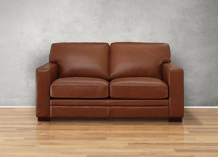 Langston Nutmeg Leather 69" Loveseat