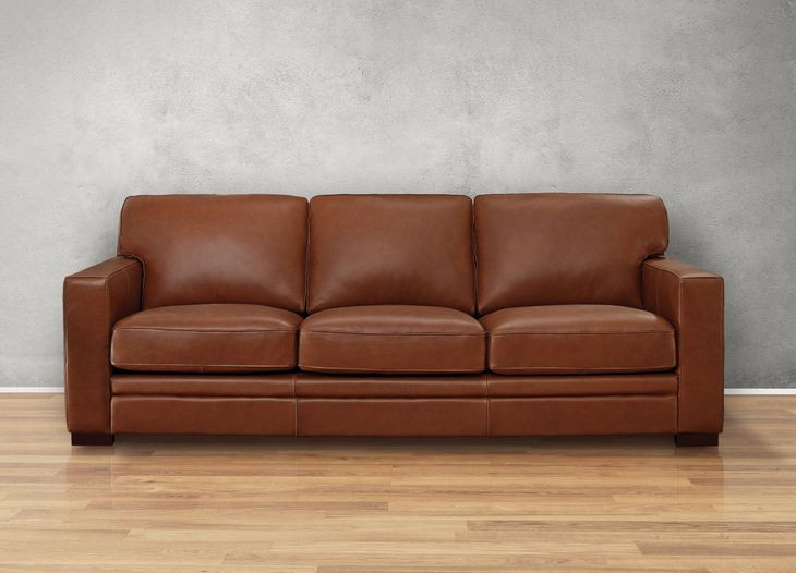 Langston Nutmeg Leather 96" Sofa