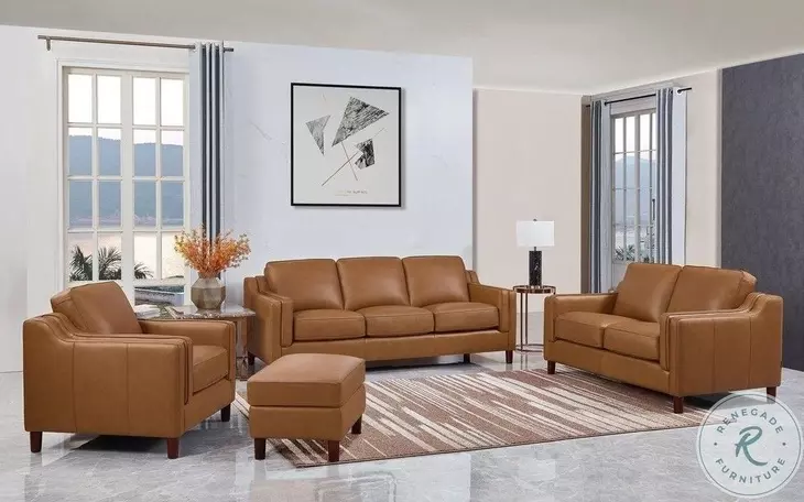 Isla Cognac Top Grain Leather Loveseat