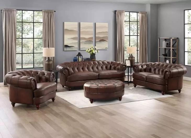 Newlyn Caramel Leather Living Room Set