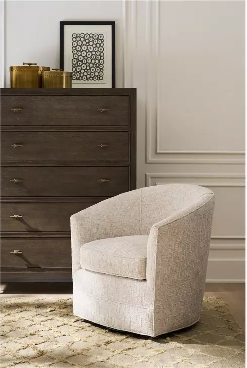 Harbor Beige Upholstered Swivel Accent Chair