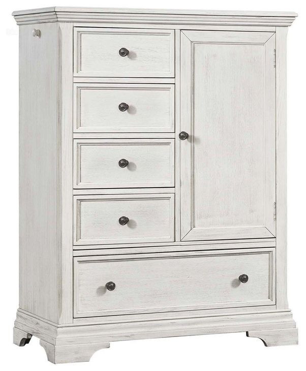 Olivia Brushed White 5 Drawer Chifferobe