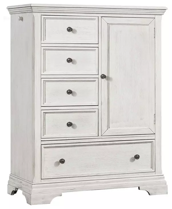Olivia Brushed White 5 Drawer Chifferobe