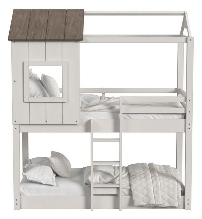 Lodge Cookies and Cream Twin Over Twin Loft Bunk Bed
