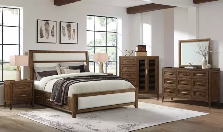 Marlow Sable and White King Upholstered Storage Panel Bed
