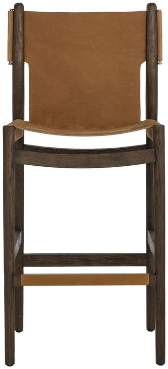 Nile Nubuck Caramel Leather Upholstered Bar Stool