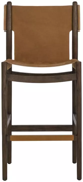 Argus Nubuck Caramel Leather Upholstered Bar Stool