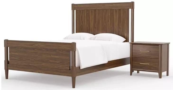 Nordhaven Nordic Walnut Queen Poster Bed