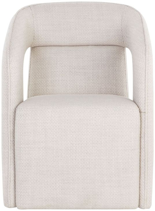 Llorente Moto Stucco Performance Fabric Wheeled Upholstered Dining Armchair