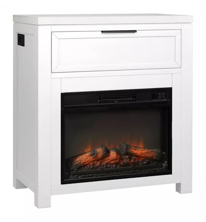 Fireside Consoles White Sintered Stone Top Fireside Console with USB Charging