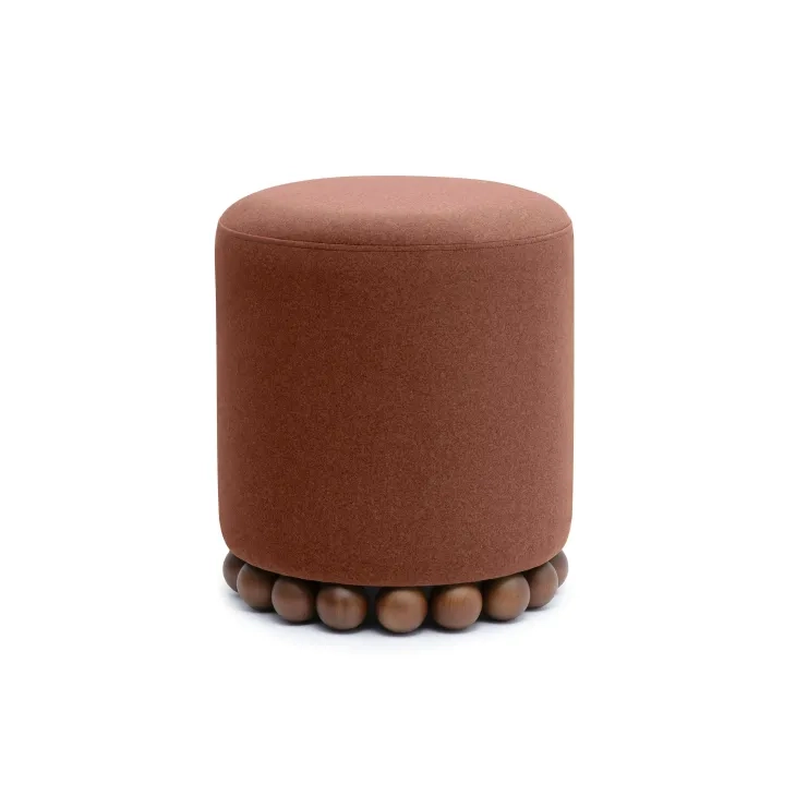 Dex Bronze Performance Vegan Mohair Upholstered Round Ottoman