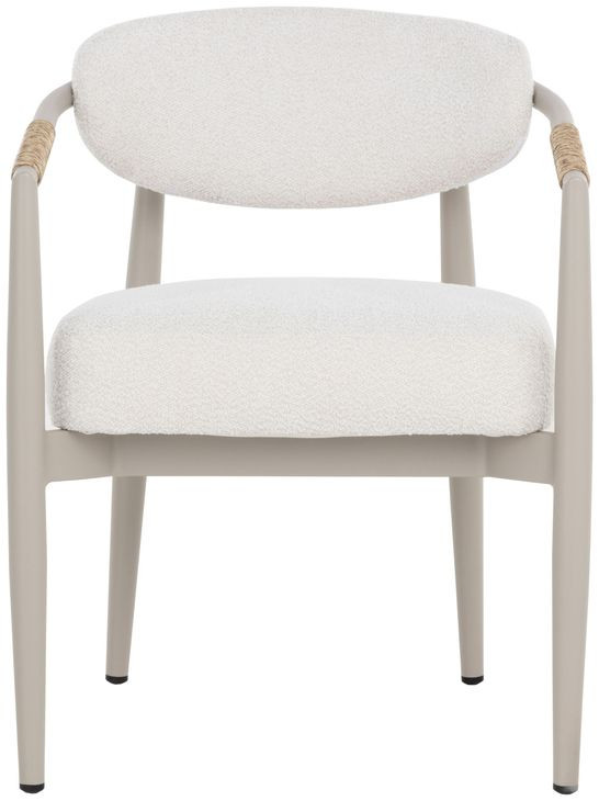 Marita Greige and Louis Cream Performance Fabric Dining Arm Chair