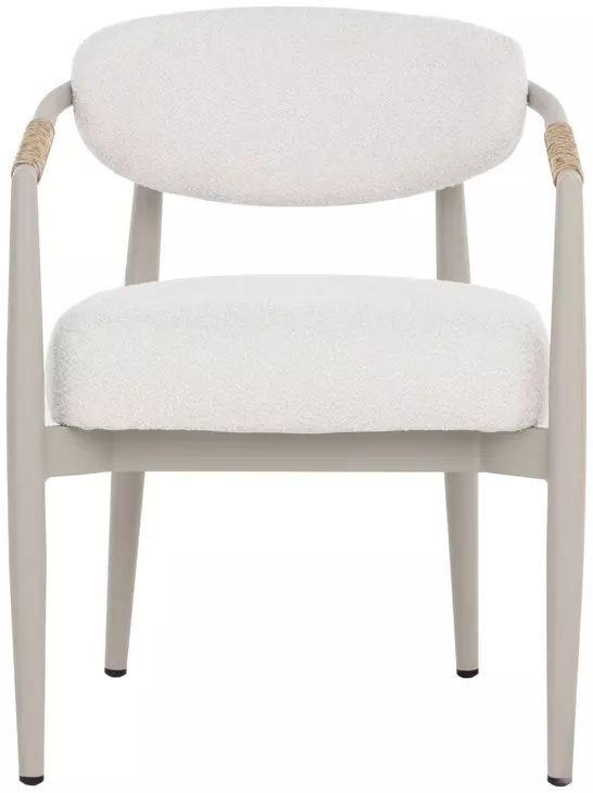 Merrowyn Greige and Louis Cream Performance Fabric Dining Arm Chair