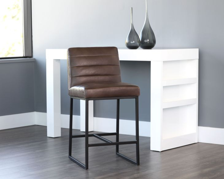 Ares Havana Dark Brown Upholstered Counter Height Stool
