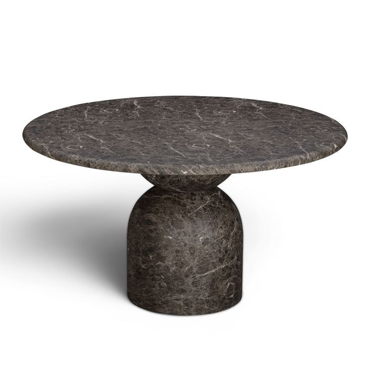 Cynthia Dark Emperador and Walnut Outdoor 54" Round Marble Top Dining Table