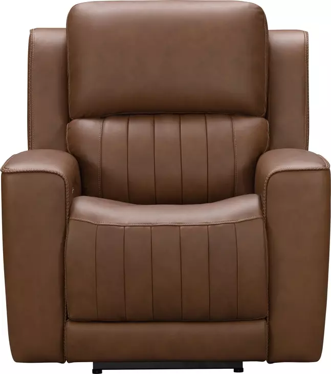 Pierce Homerun Cinnamon Leather Zero Gravity Power Recliner with Power Lumbar and USB Charging